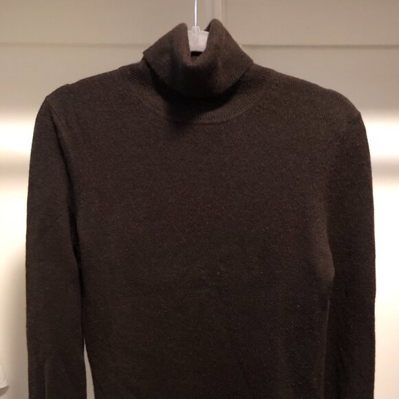 Evelyn Grace 100% Cashmere Turtleneck Sweater – Women’s Large, Dark Brown - Picture 1 of 5